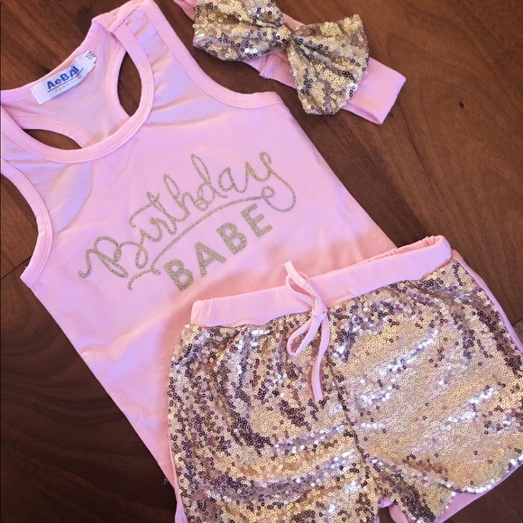 Birthday Babe sequence pink and gold bday outfit - Picture 4 of 4